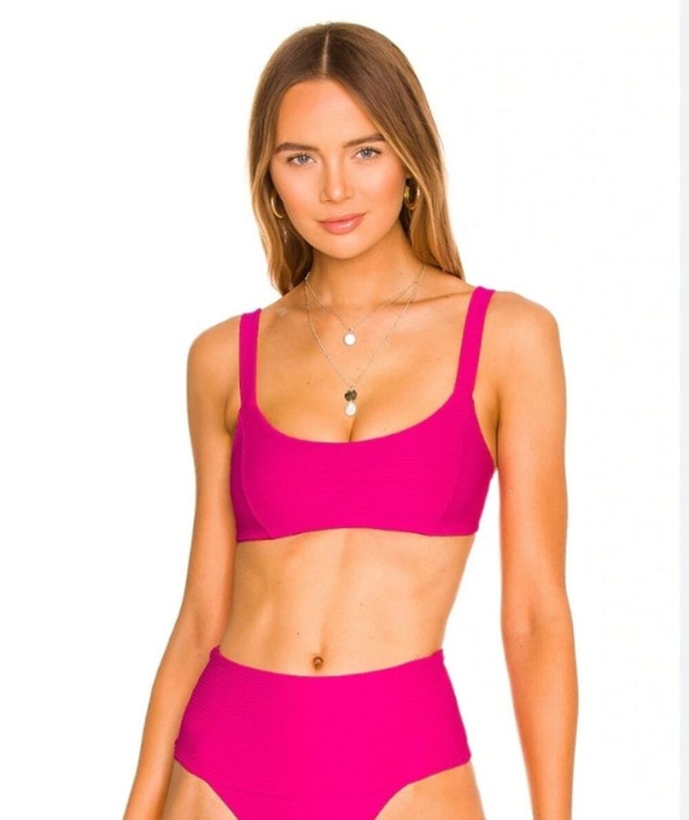 L*Space Jess Bikini Top in Bougainvillea Pink Ribbed Size XS NWT